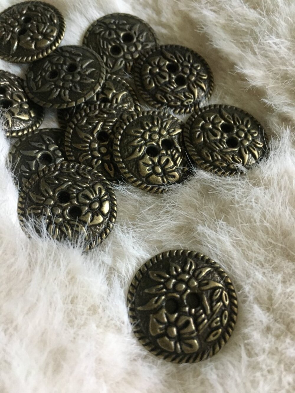 Vintage Antique Brass Sunflower Floral Buttons - Set of 6 Folk 🪡 Set #1